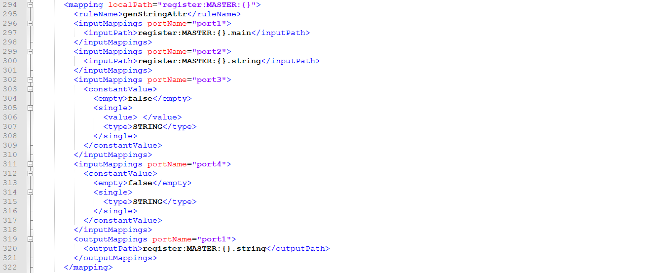 The mapping for genStringAttr rule