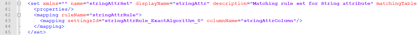 Matching rule set