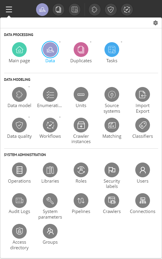 Sections displaying setup (example of displaying for Enterprise Edition)