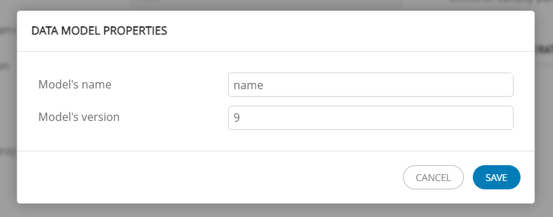 Data model properties window