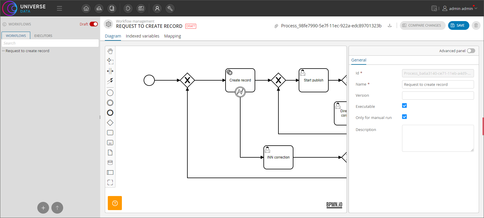 Adding new process (example of displaying for Enterprise Edition)