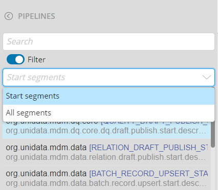 Search field with a option of filtering options