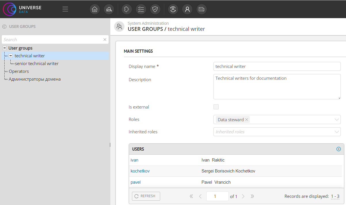 Example of creating a user group
