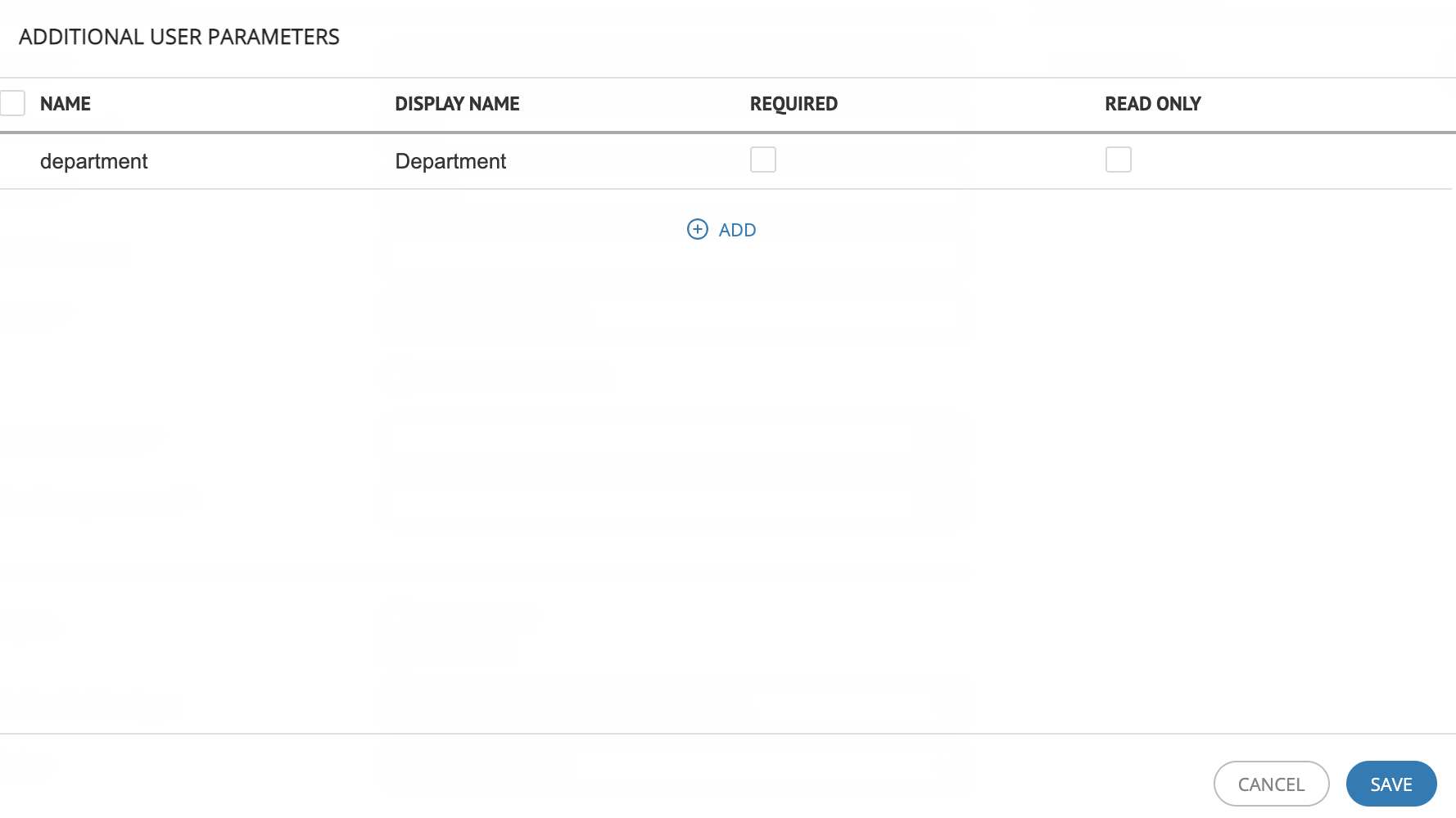 Additional user parameters